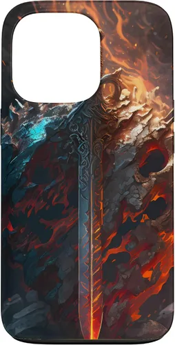 Vista 10 de Espada flameante y escudo el símbolo del guerrero Funda para iPhone 16