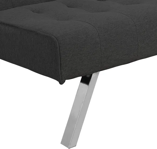 Vista 10 de Moderno sofá cama convertible futón/sofá cama sin brazos/sofá futón/sofá durmiente/3 ángulos ajustables espalda/sofá cama convertible (negro)