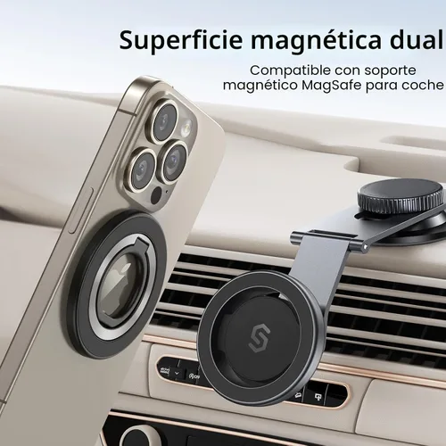 Vista 3 de SYNCWIRE - Soporte magnético con aro para MagSafe, rotación de 360 grados, agarre y soporte para teléfono, aro para dedo, doble imán, compatible