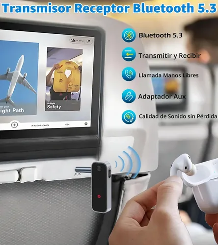 Vista 2 de Receptor transmisor Bluetooth KAIY para TV a auriculares Adaptador Bluetooth AUX 2 en 1 para AirPods/Auriculares de avión, Receptor Bluetooth