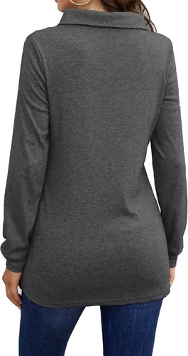 Vista 2 de Bluetime Sudaderas ligeras de manga larga con cuello redondo y botones para mujer