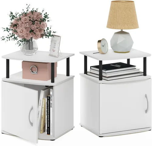 Vista 12 de Furinno Jaya - Mesita de noche con puerta, color ámbar y negro