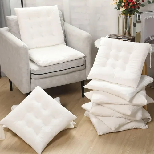 Vista 4 de Timgle Paquete de 16 cojines de asiento para silla, cojines de patio para muebles, almohadillas para sillas con lazos, tapete antideslizante