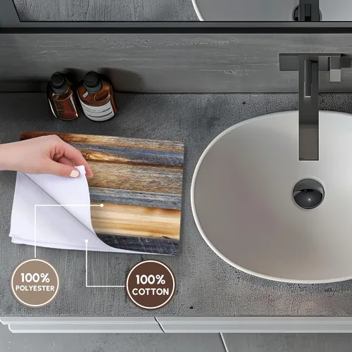 Vista 4 de 3dRose Toalla de mano de baño de 22 x 30 - Texturas de aspecto de madera de granero marrón