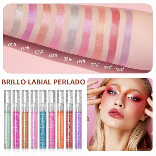 Vista 5 de Brillo de labios para niñas, brillos de labios brillantes para niñas, adolescentes y mujeres, Brillo almibarado Acabado brillante Larga
