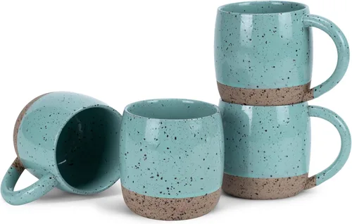 Vista 8 de Elanze Designs Speckled Raw Bottom - Tazas de cerámica de 17 onzas, paquete de 4, color negro