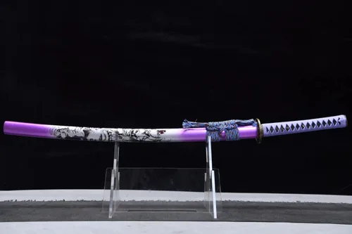 Vista 2 de Shinogi-zukuri Espada Katana hecha a mano de pulido de arcilla templada, espada samurái japonesa real (espada completa), Catanas Japonesas Reales