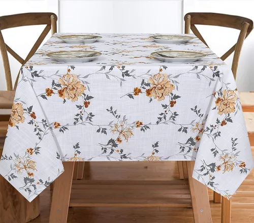 Vista 11 de RUVANTI Paño de Mesa Rectángulo de Lino de Algodón 84x60 Pulgadas, Borde Clásico, Resistente a Manchas, Paño de Mesa Lavable Perfecto para Cubrir