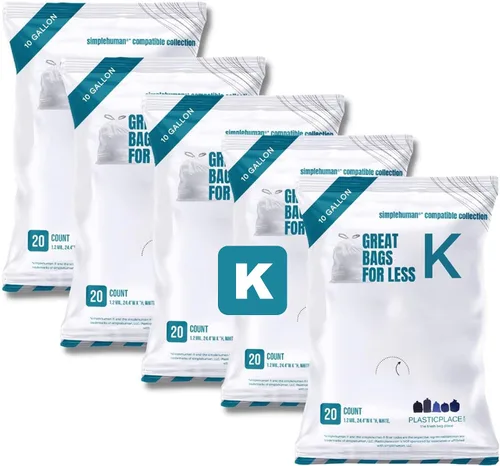 Vista 12 de Plasticplace Bolsas de basura de ajuste personalizado, compatibles con simplehuman Code K (100 unidades) con cordón azul tintado de 10 galones / 38