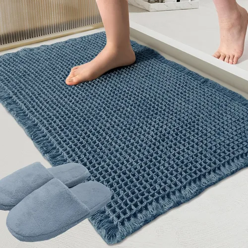 Vista 19 de ZALL - Tapete de baño de punto gofre beige, súper absorbente, antideslizante, largo, color crema, 24 x 72 pulgadas, lavable a máquina, ultra suave