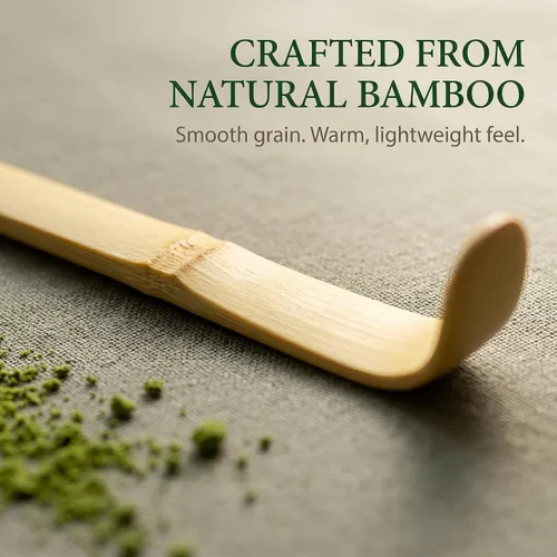 Vista 2 de Cuchara de bambú de matcha, cuchara de bambú para matcha japonesa, Chashaku, cuchara de té verde enganchada, utensilios de ceremonia de té de 7.1 in