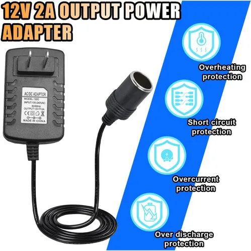 Vista 3 de Convertidor de CA a CC de 100-240V, 12V, 2A, 24W, adaptador de corriente portátil, enchufe de encendedor de cigarrillos para automóvil