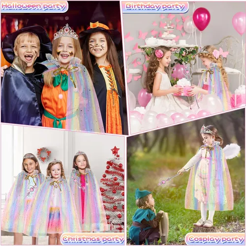 Vista 7 de Princess Dresses for Girls,Princess Dress Up Clothes Cape Skirt Toys for 3-6 Year Old Girl,Easter Birthday Gift Idea
