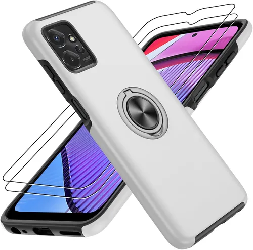 Vista 80 de Gritup - Funda para Galaxy A05S con protector de pantalla HD×2, funda protectora para teléfono a prueba de golpes con soporte magnético de anillo