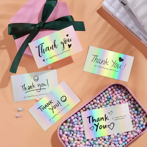 Vista 5 de 120 Tarjetas de Agradecimiento para Pequeñas Empresas, Mini 6 Estilos Tarjetas de Agradecimiento por Apoyar Notas de Compras Tarjetas