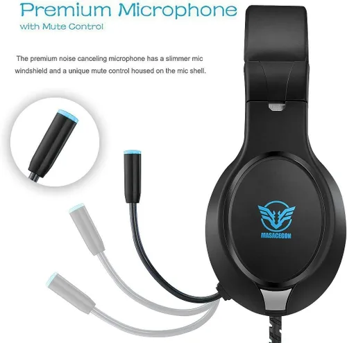 Vista 3 de Auriculares para juegos para Nintendo Switch, Xbox One, PS4, PS5, sonido envolvente de graves y cancelación de ruido con micrófono flexible
