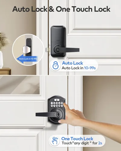Vista 4 de TEEHO TE004 Cerradura de puerta con teclado de entrada sin llave con asa, cerradura electrónica digital inteligente para puerta