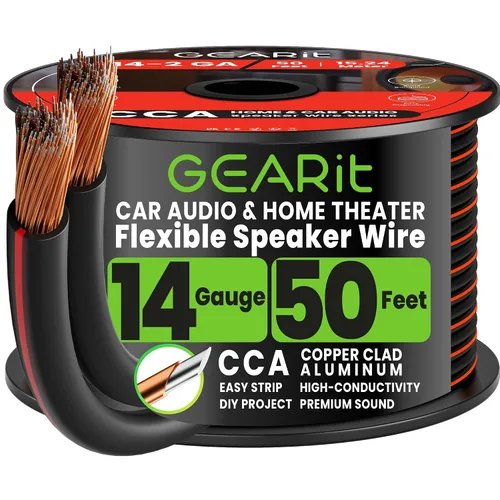 Vista 21 de GEARit - Cable de altavoz de calibre 14 de 20 pies, cable de altavoz 14/2 Negro