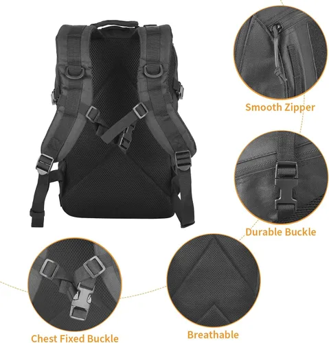 Vista 5 de Mochila táctica pequeña militar 12L Molle Bag mochila militar mochila militar mochila mochila militar mochila para exteriores, senderismo, Negro