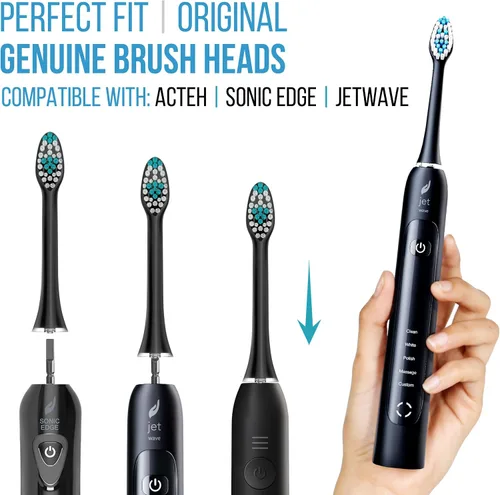 Vista 3 de Acteh Sonic Edge JetWave - Cabezales de repuesto para cepillos de dientes, paquete de 4, originales de primera calidad, compatibles con cepillos
