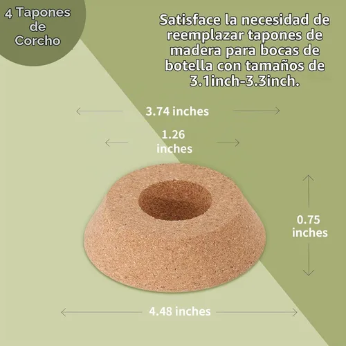 Vista 2 de DLUGOPIS 4 tapas de corcho para maceta de vidrio de 3.8 a 4.4 pulgadas, corchos de plantas con agujero central, tapas hidropónicas para macetas