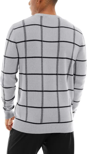 Vista 3 de MAGNIVIT Suéteres de punto de diseño básico para hombre, de algodón, suave, cuello redondo, para otoño e invierno