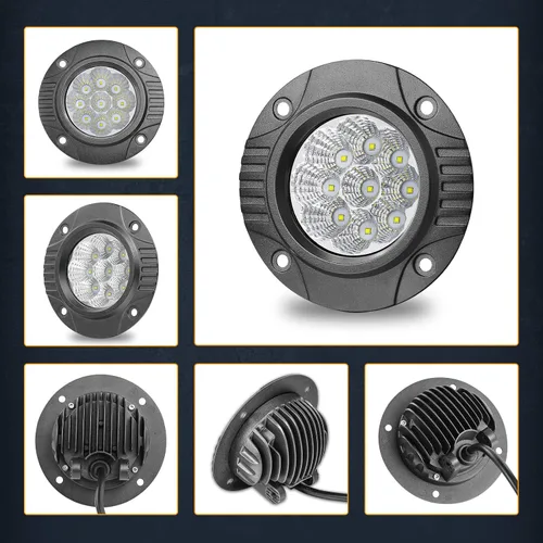 Vista 8 de Nirider Cápsulas LED de Montaje Empotrado, 2PCS 72W Luces de Parachoques de 5 Pulgadas Haz de Inundación de Conducción Barra de Luz LED Redonda