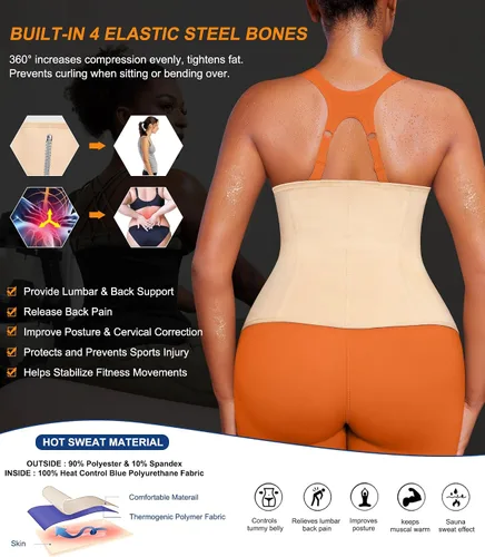 Vista 5 de TrainingGirl Entrenador de cintura para mujer, corsé reductor de cintura para el vientre inferior, corsé envolvente para entrenamiento, banda