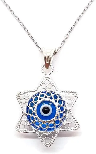 Vista 2 de MYSTIC JEWELS by Dalia - Collar de filigrana de plata de ley con ojo azul