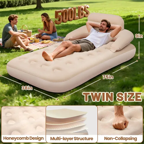 Vista 10 de MeiLyte Inflatable Bed Twin Size, Inflatable Air Mattress with Backrest