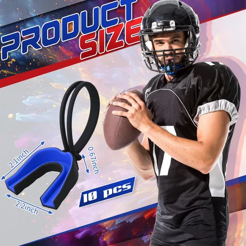 Vista 2 de Seematn 10 protectores bucales con correa, protector bucal deportivo, protector bucal de fútbol para jóvenes, protector bucal para evitar que