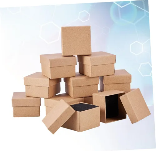 Vista 2 de NOLITOY 48 piezas de papel kraft simple almacenamiento de regalo de anillo de señoras organizador herramienta regalo decorativo collar joyería regalo