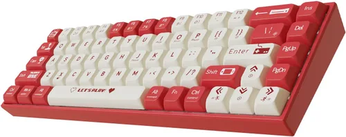 Vista 3 de AK680 - Teclado mecánico compacto con cable, diseño rojo y blanco, 68 teclas, interruptor táctil marrón intercambiable en caliente, teclado