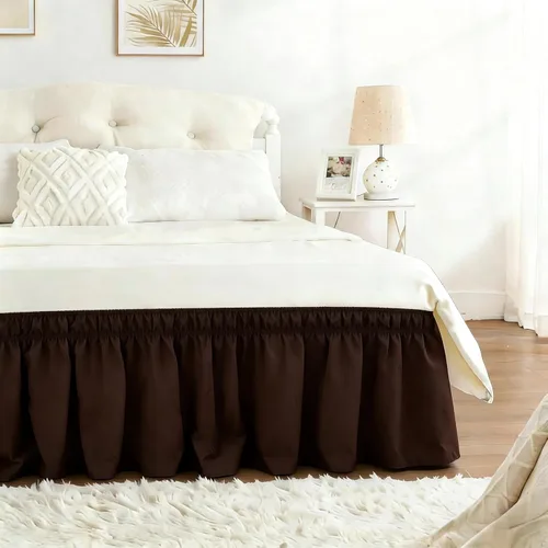 Vista 50 de Falda de cama RIMELA tamaño Queen color verde bebé con caída de 15 pulgadas, falda elástica envolvente, volante que protege contra el polvo