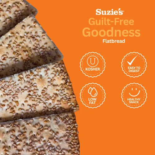 Vista 5 de Suzie's Kamut - Galletas de pan plano de sésamo Paquete de 6 Bajo en grasa y veganas, Kosher, grano de tren Opción de aperitivo saludable bajo