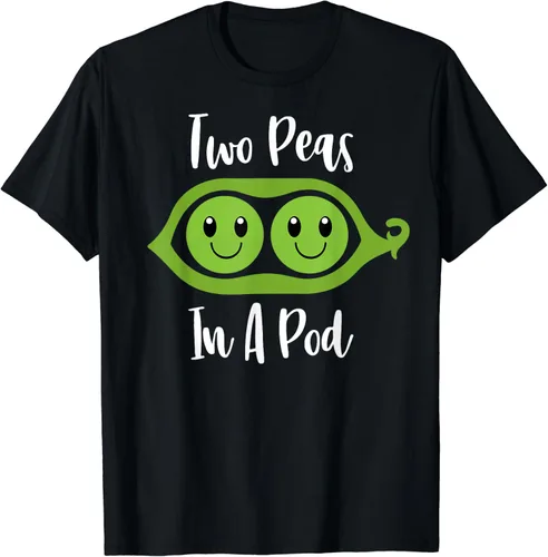 Vista 2 de Two Peas In A Pod Camiseta para parejas a juego con el mejor amigo, Negro, S
