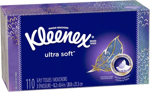 Vista 9 de Kleenex Ultra Soft Facial Tissues, 4 Flat Boxes, 120 Tissues per Box