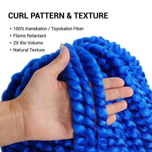 Vista 4 de Glam21USA sintético Jumbo Senegalese Twist sintético de 12 pulgadas 2-Azul