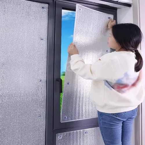 Vista 7 de Película opaca de privacidad para ventana, cubierta de ventana con bloqueo solar, calcomanía reutilizable para ventana, kit de aislamiento