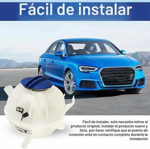 Vista 6 de 603-253 1K0121407A Tanque de depósito de refrigerante con tapa para Aud1 A3 Q3 TT RS3 y VW Jetta Passat Golf GTI Beetle CC Eos Rabbit