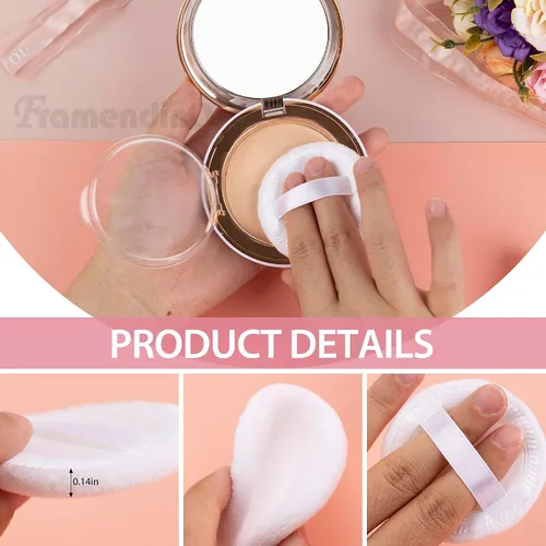 Vista 3 de Framendino, Cutton - Paquete de 10 almohadillas suaves de terciopelo para maquillaje cosmético con cara de cinta
