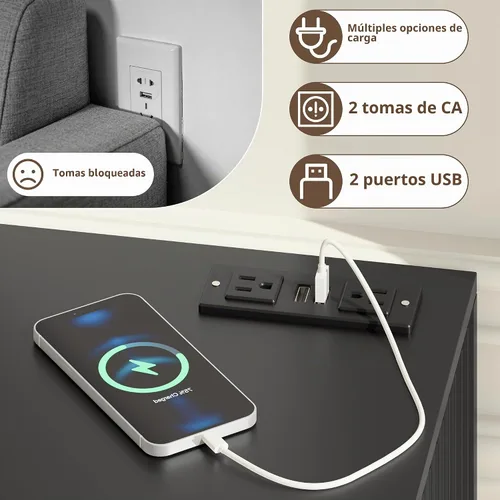 Vista 4 de Mesa de entrada de 60 pulgadas de largo con toma de corriente integrada y luz RGB controlada por aplicación y botón, mesa consola de madera gruesa