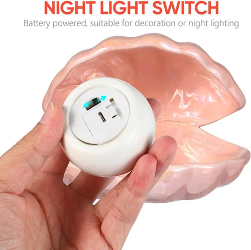 Vista 4 de DECHOUS Shell Pearl Night Light: LED cerámica rosa perla Shell luz escritorio mesita de noche lámpara de concha para dormitorio habitación de niños