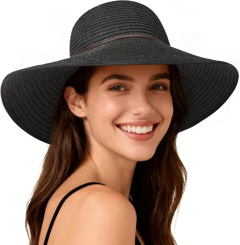 Vista 8 de Sombreros de sol para mujer, protección solar UPF 50+, sombrero de playa Beige