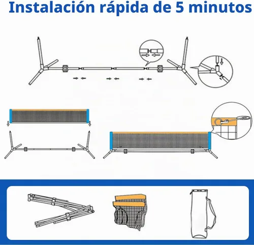 Vista 5 de 10 FT Mini Portable Pickleball Net Equipment Set - Tennis Net for Driveway Backyard, 2 Pickleball Paddles, 8 Pickleballs and Potable Carry