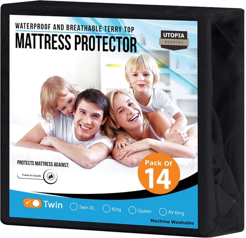 Vista 24 de Utopia Bedding – Protector impermeable de colchón tamaño individual, funda de colchón de terry premium de 200 GSM, transpirable, estilo ajustado