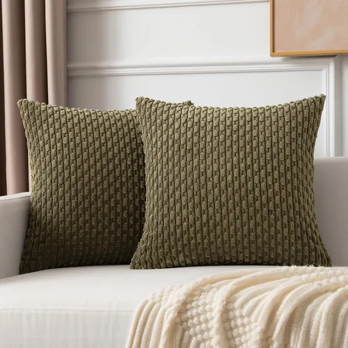 Vista 51 de Kevin Textile - Juego de 2 fundas de almohada de pana suave de 16 x 16 pulgadas, color verde aguamarina Fundas de almohada decorativas de pana