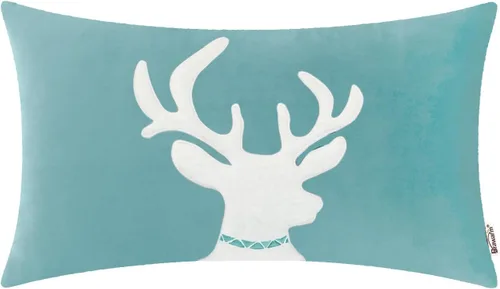 Vista 47 de BRAWARM Christmas Reindeer Pillow Cover 18x18 Black Velvet Embroidered Reno negro