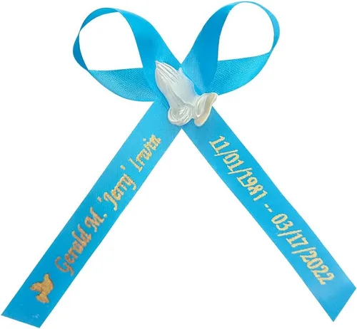 Vista 4 de 25 cintas personalizadas de servicio conmemorativo para celebración fúnebre de la vida, por encargo, conmemoración de conciencia, aniversario, cruz
