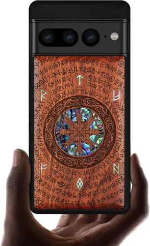 Vista 10 de Carveit Funda de madera de diseñador para Google Pixel 7 Pro [grabado de madera e incrustaciones de carcasa] cubierta de madera única compatible